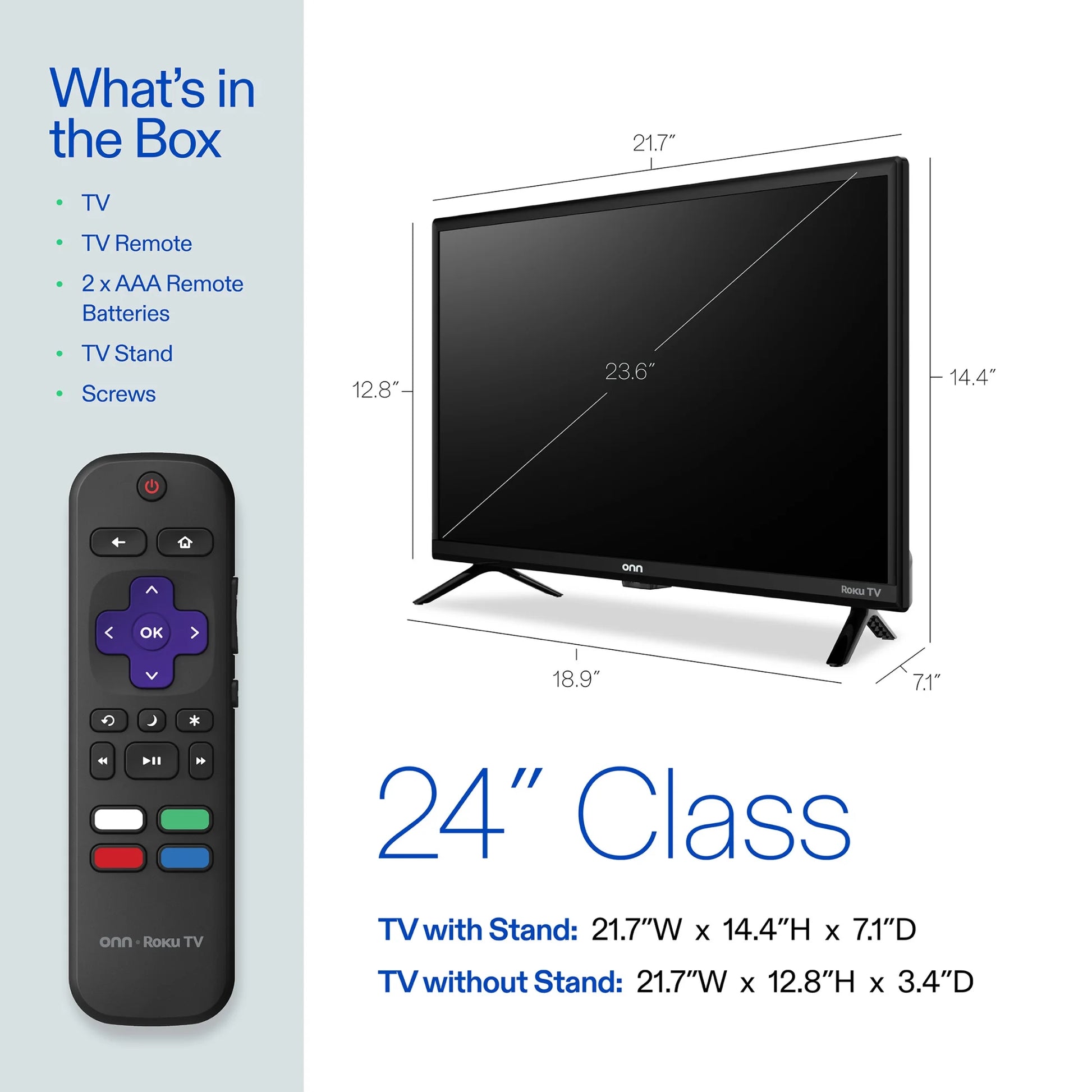 24” Class 720P HD Roku Smart Television, 100012590