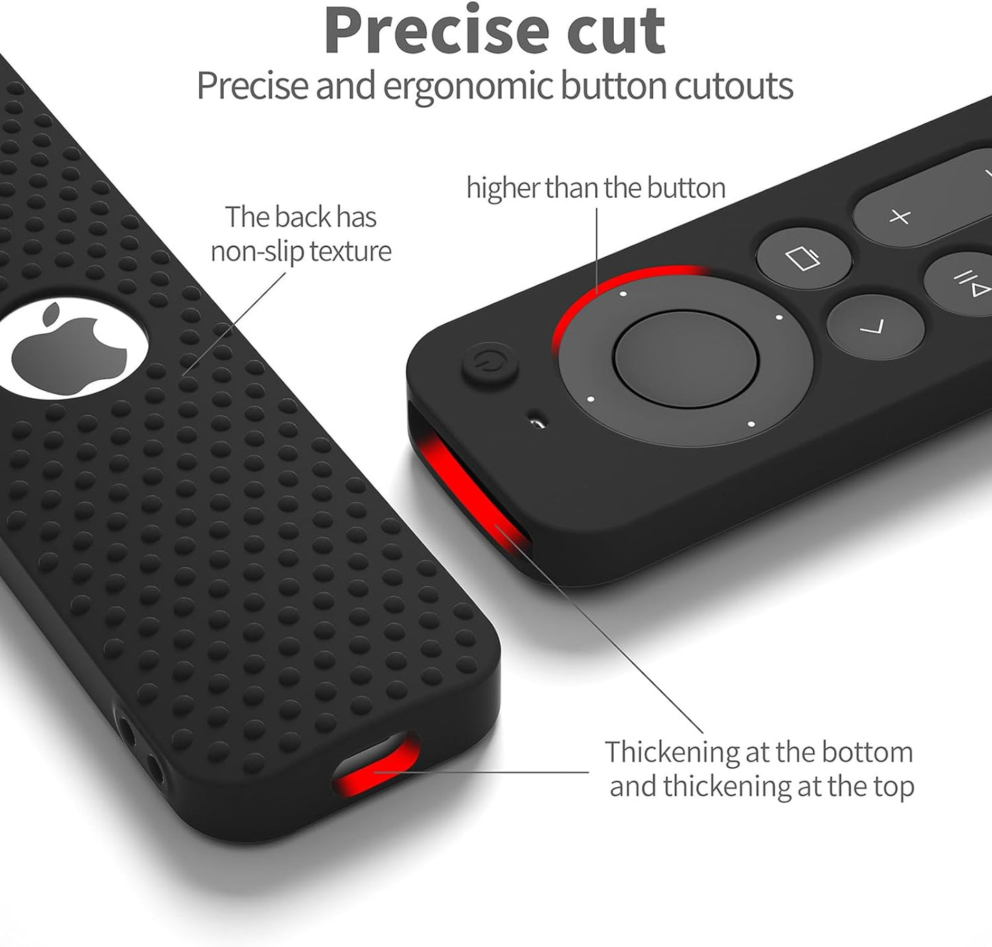 Silicone Cover Compatible with Apple TV Siri Remote 3Rd 2023 Shockproof Protective Case for Apple TV 4K 2Nd 2021 Remote Sleeve with Lanyard(Black)