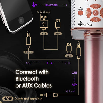 M90 - Bluetooth Karaoke Microphone - Bluetooth Microphone Wireless - Wireless Microphone Karaoke - Microphone for Kids and Adults - Carpool Car Karaoke Microphone with Speaker - Karaoke Mic