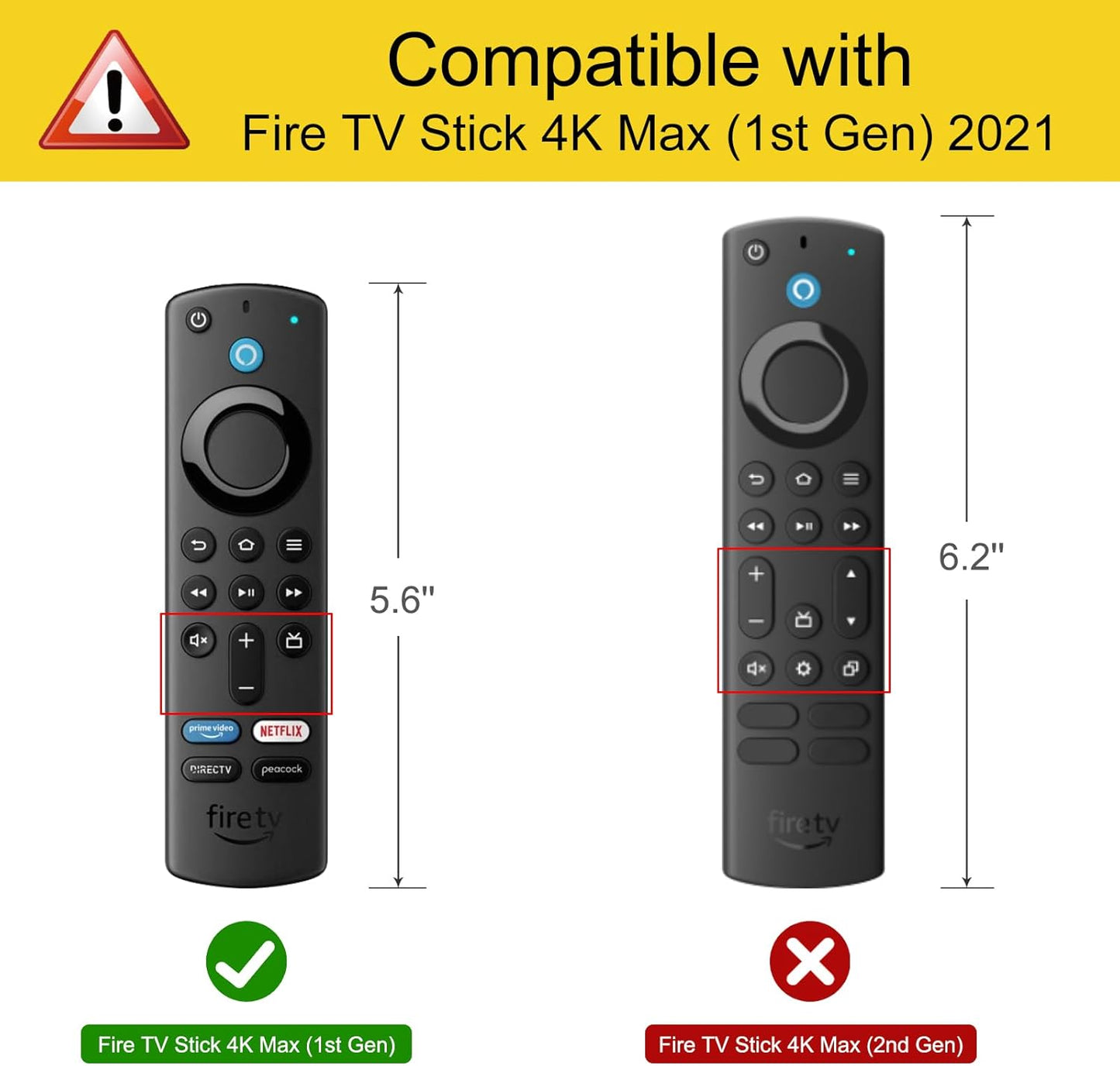 Remote Case for Fire TV Stick HD/4K/4K Max (1St Gen)/Fire TV Stick (3Rd Gen)/Lite - Anti-Slip Shockproof Silicone Cover for Alexa Voice Remote (2Nd & 3Rd Generation) (Black)