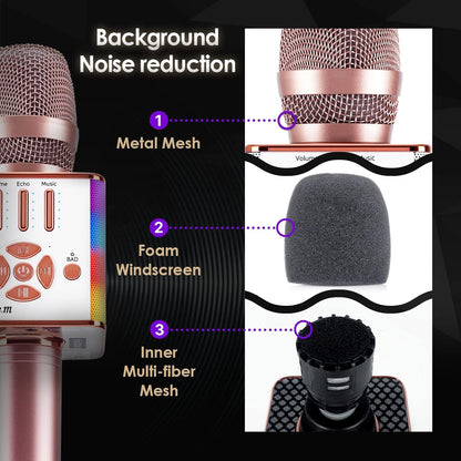 M90 - Bluetooth Karaoke Microphone - Bluetooth Microphone Wireless - Wireless Microphone Karaoke - Microphone for Kids and Adults - Carpool Car Karaoke Microphone with Speaker - Karaoke Mic