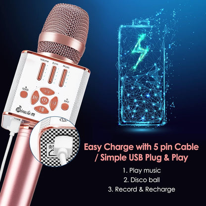 M90 - Bluetooth Karaoke Microphone - Bluetooth Microphone Wireless - Wireless Microphone Karaoke - Microphone for Kids and Adults - Carpool Car Karaoke Microphone with Speaker - Karaoke Mic